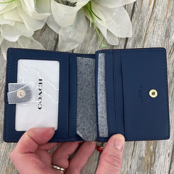 Coach Snap Wallet In Signature Denim With Cherry Charm Bag Purse - Picture 7 of 11